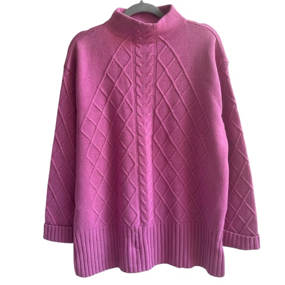 Escada Silk Cashmere Mock Neckline Cable Knit Pullover...